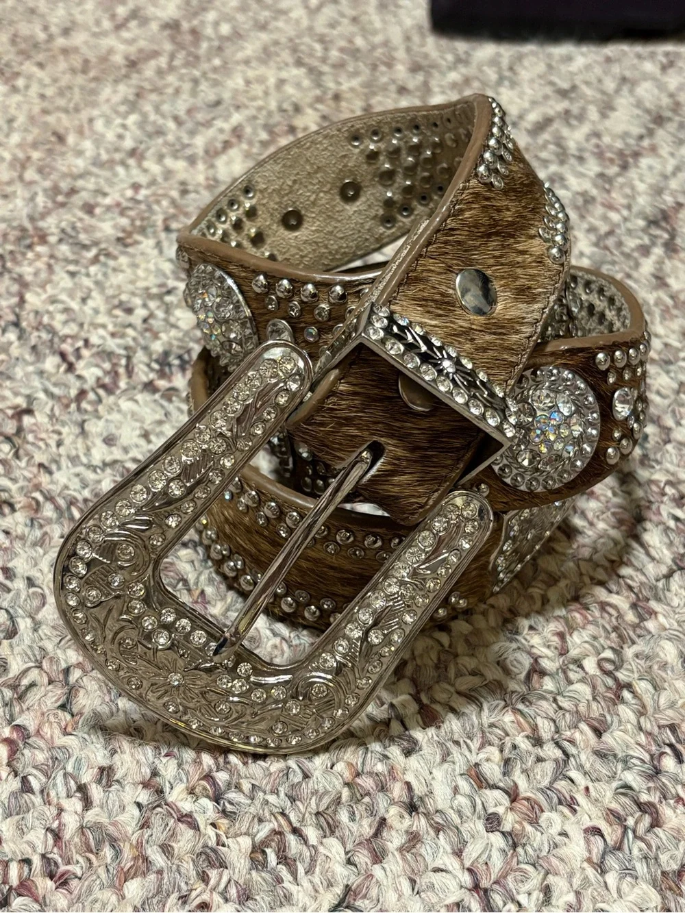 Nocona Ladies Scalloped Brown Hair-On Leather Belt N3416102